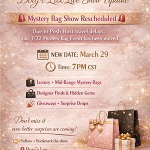 Mystery Bag Giveaway rescheduled to 3/29 @ 7pm cst.